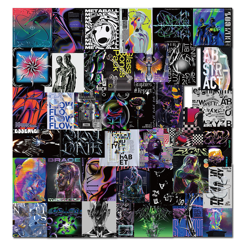 Harajuku Tech Acid Design Poster Sticker
