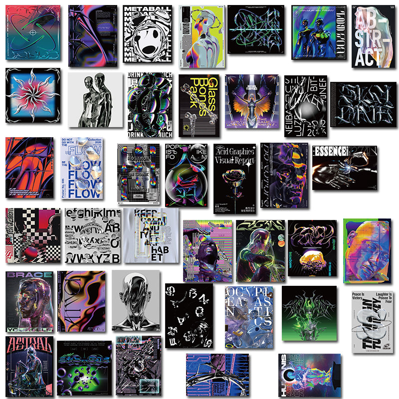 Harajuku Tech Acid Design Poster Sticker